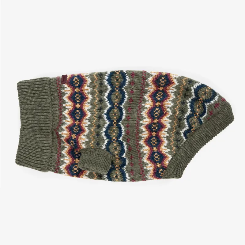 Barbour Case Fair Isle Dog Jumper - Olive-1